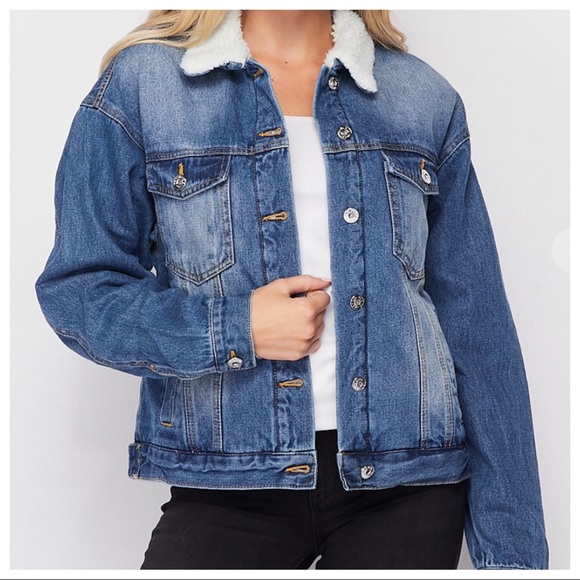 Faux fur lined retro chic denim jacket - Picture 4 of 5